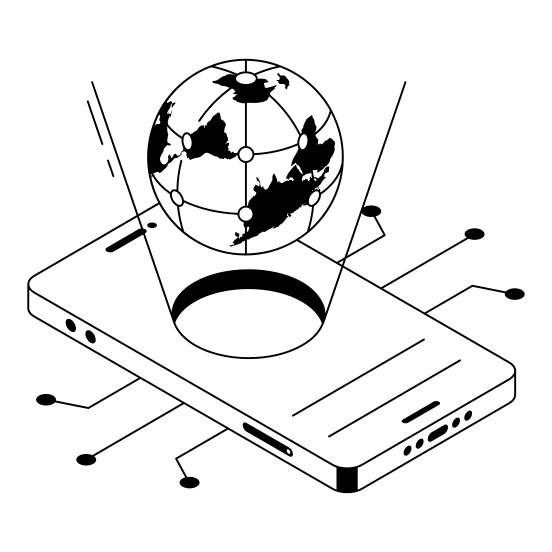 Projection, Holographic, World, Mobile, Ai illustration