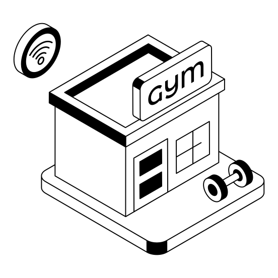 Gym, Building, Architecture, Wifi, Dumbbell illustration