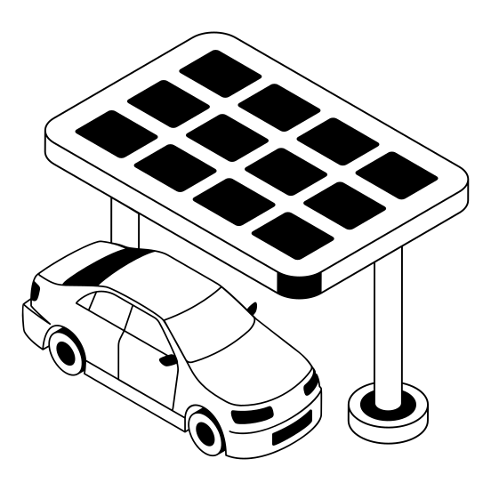 Solar, Car, Charging, Electric, Vehicle, illustration