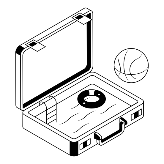 Beach, Ball, Bag, Baggage, Luggage illustration