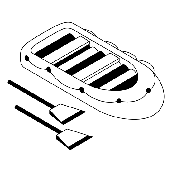 Boat, Ship, Raft, Rowing, Oars illustration