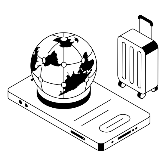 Global, International, Online, Luggage, Baggage illustration