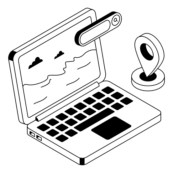 Laptop, Device, Search, Find, Location illustration