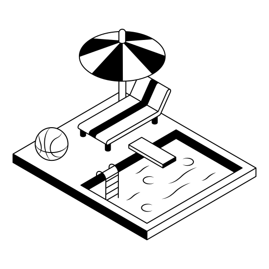 Poolside, Pool, Beach, Bed, Sunbed illustration