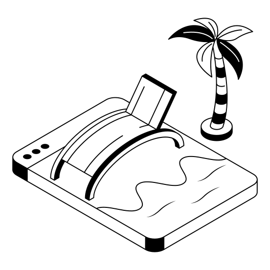 Tropical, Outdoor, Resort, Sunbed, Website illustration