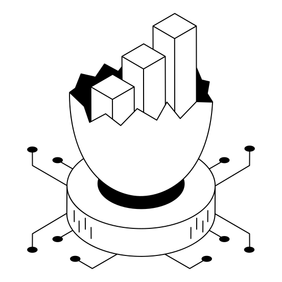 Digital, Bars, Connection, Network, Report illustration