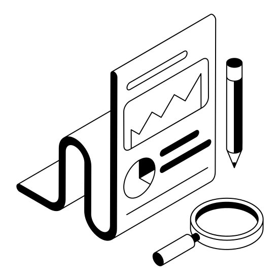 Document, Magnifier, Sheet, Research, Report illustration