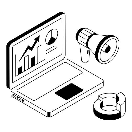 Laptop, Marketing, Promotion, Publicity, Advertising illustration