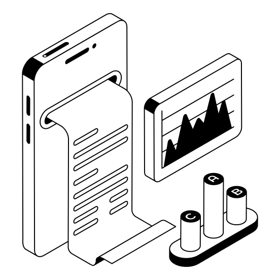 Online, Mobile, Phone, Device, Report illustration