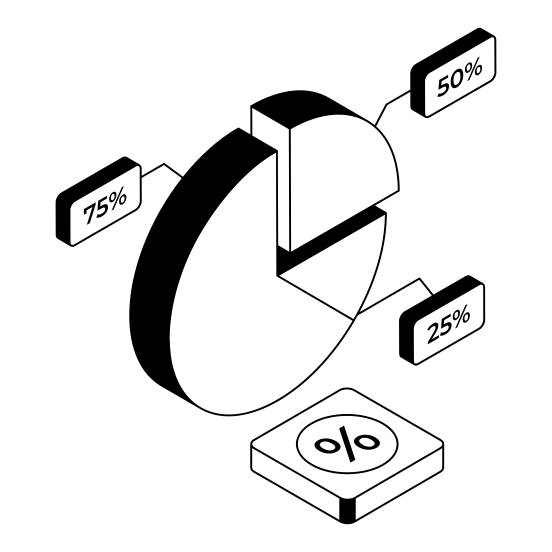 Shares, Investment, Pie, Percentage, Report illustration