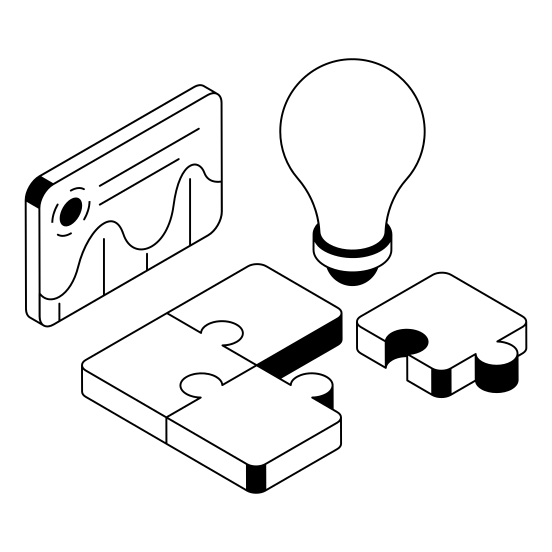 Solution, Idea, Innovation, Collaboration, Cooperation illustration