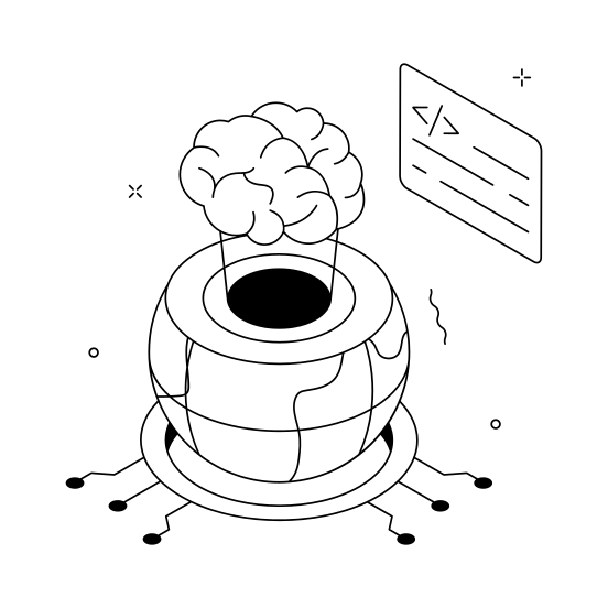 Global, Brain, Data, Coding, Development illustration