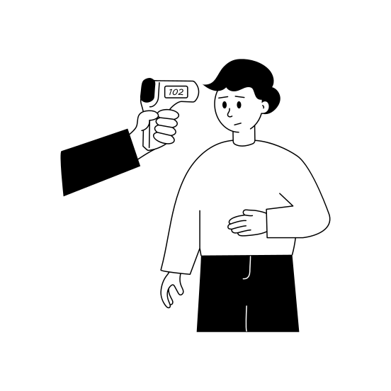 Body, Temperature, Fever, Checkup, Medicine illustration