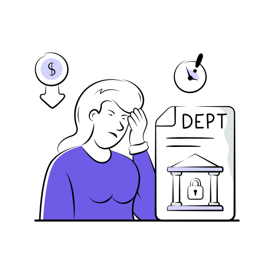 Debt, Issues, Business, Stressed, Hardships, Loan, Financial illustration