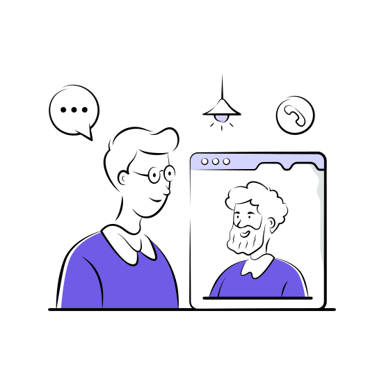 Online, Meeting, Business, Video, Conference, Remote, Work illustration