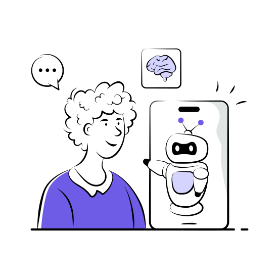Digital, Therapy, Mental, Health,chatbot illustration