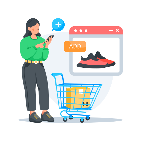 Add To Cart, Online, Shopping, Ecommerce, Business illustration