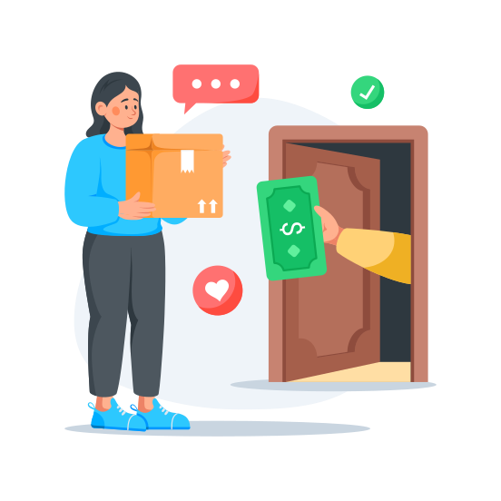 Cash On Delivery, Payment, Delivery, Cash, Courier illustration