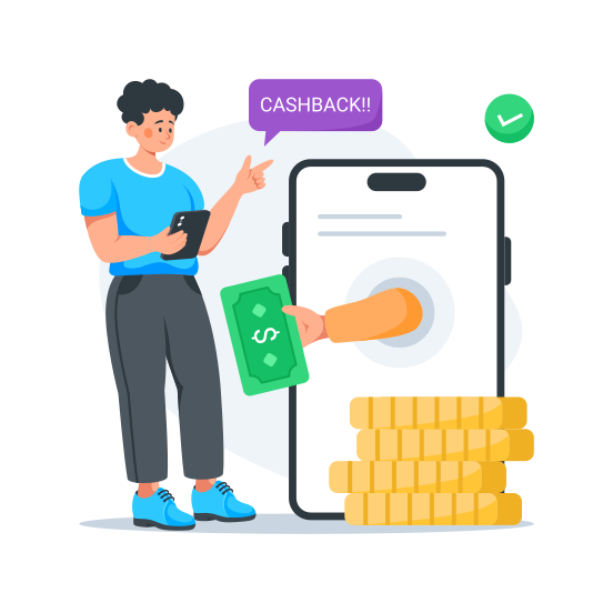 Cashback, Online, Shopping, Ecommerce, Business illustration