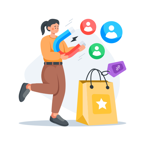 Customer, Attraction, Marketing, Promotion, Campaign illustration