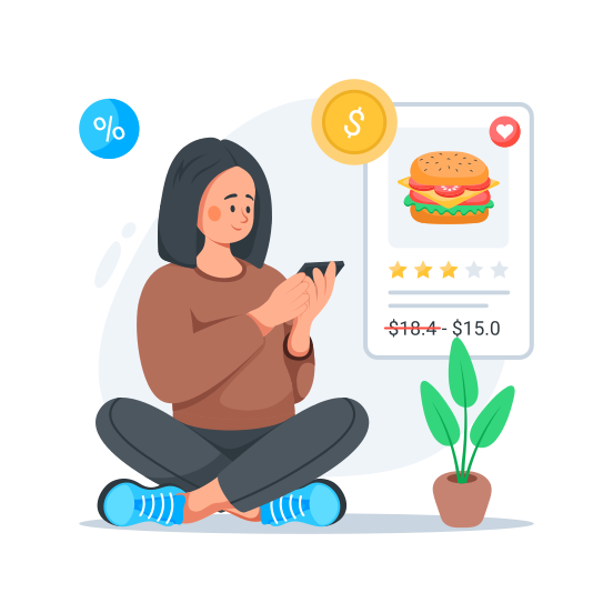 Food, Delivery, Online, Order, Ecommerce illustration