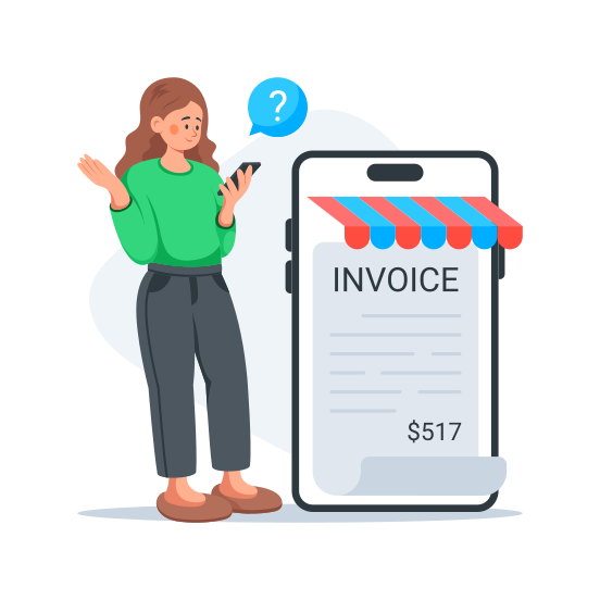 Mobile, Shopping, Online, Billing, Invoice illustration