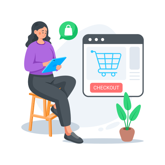 Online, Shopping, Ecommerce, Checkout, Business illustration