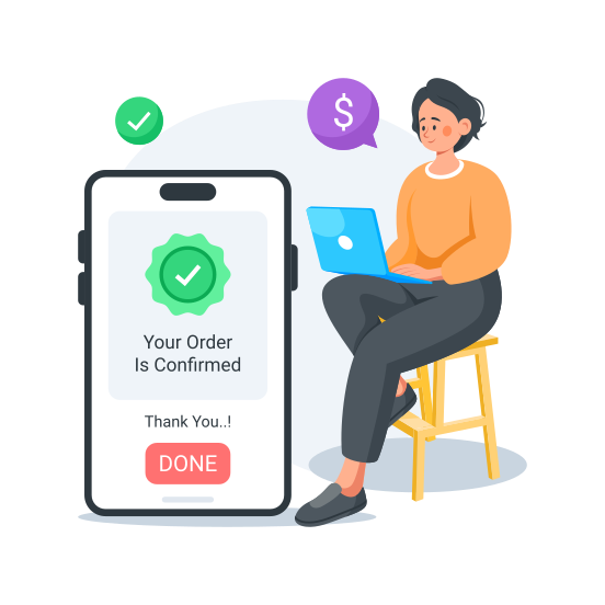 Order, Confirmation, Online, Shopping, Ecommerce illustration