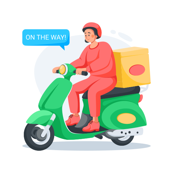 Scooter, Delivery, Logistics, Courier, Service, illustration
