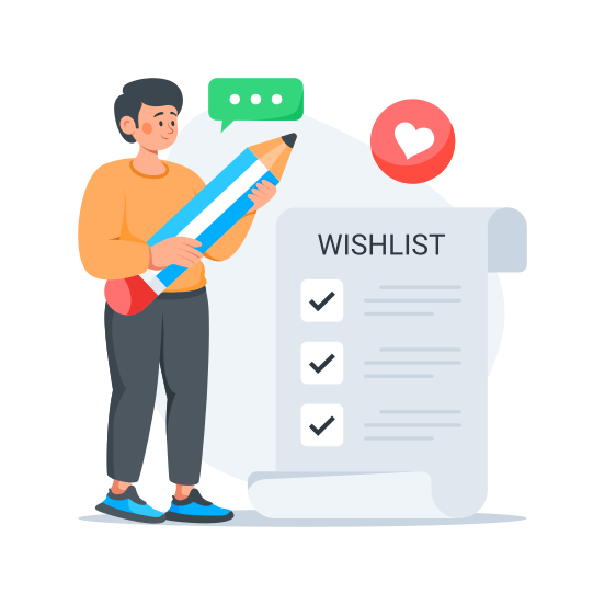 Wishlist, Online, Shopping, Favorite, Ecommerce illustration