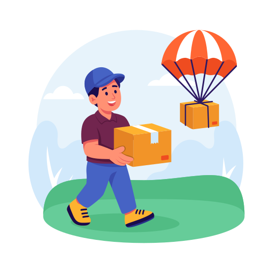 Airdrop, Delivery, Parachute, Shipping, Cargo, Ecommerce illustration