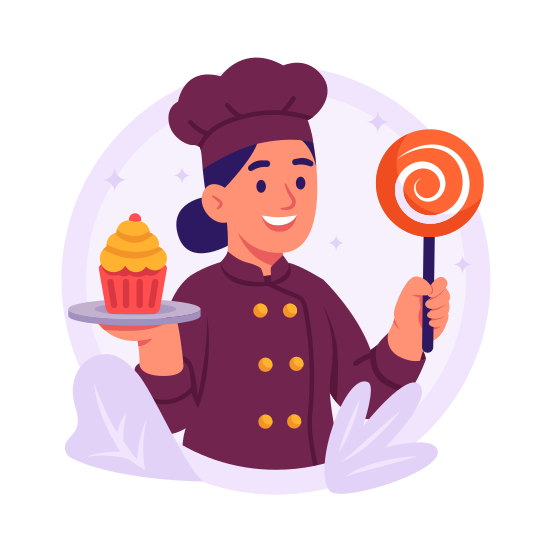 Bakery, Delivery, Dessert, Courier, Sweet, Treat, Pastry illustration
