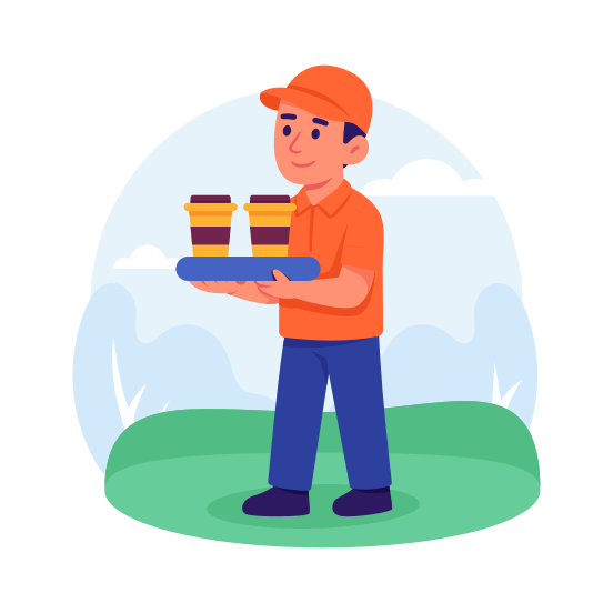 Coffee, Food, Delivery, Beverage, Takeaway, Package, Parcel illustration