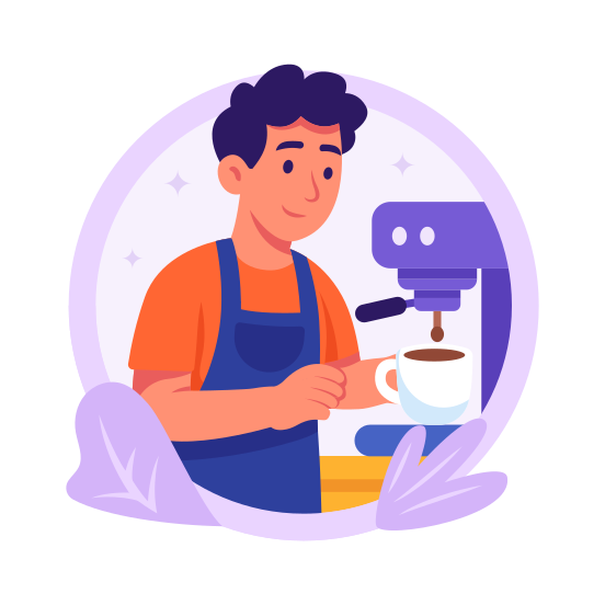 Coffee, Making, Barista, Machine, Shop, Cafe, Apron illustration
