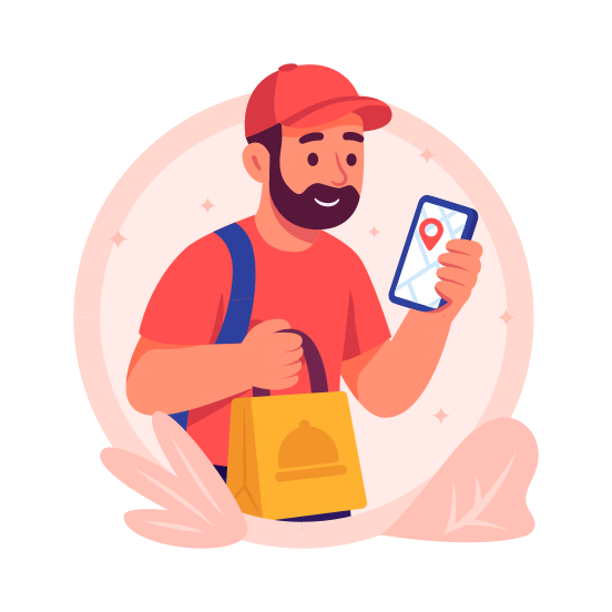 Delivery, App, Courier, Order, Package, Tracking, Success, illustration