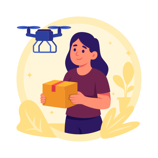 Drone, Delivery, Futuristic, Courier, Parcel, Technology, Package illustration