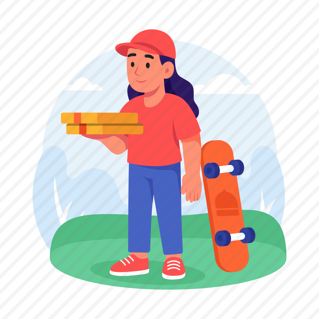Female, Courier, Pizza, Delivery, Parcel, Takeaway, Service preview