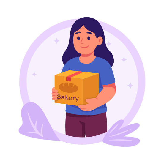 Food, Courier, Bakery, Delivery, Parcel, Package, Sweets, illustration