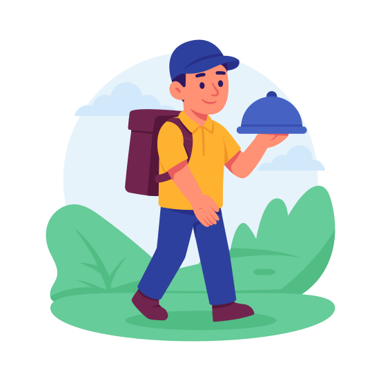 Food, Delivery, Meal, Service, Courier, Shipping, Online, Takeaway, illustration