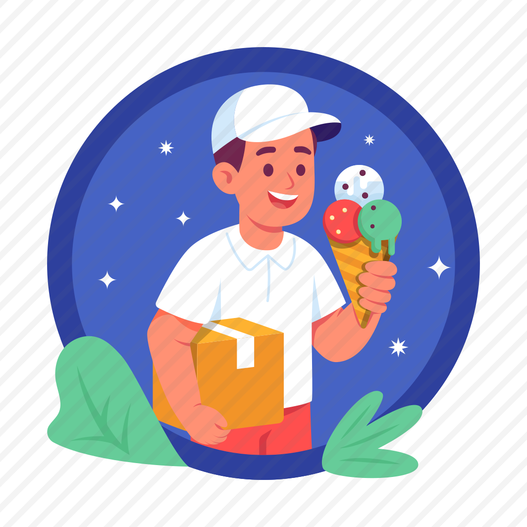 Food, Delivery, Package, Ice Cream, Dessert, Logistics, Boy, preview