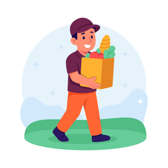 Grocery, Delivery, Logistics, Ecommerce, Shopping, Package, Parcel, illustration