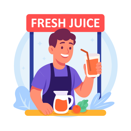 Juice, Stall, Refreshment, Summer, Smoothie, Lemonade, Healthy illustration