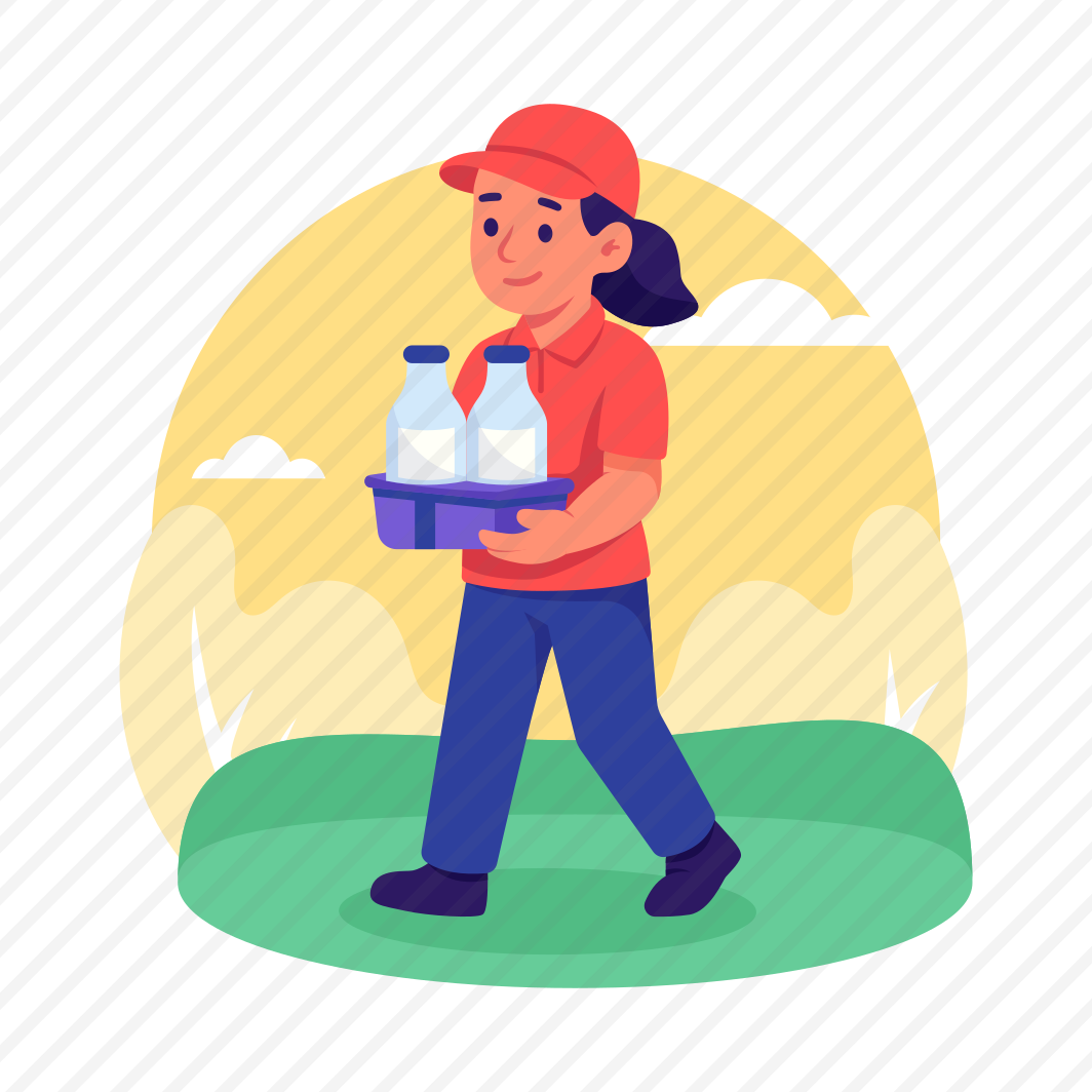 Milk, Delivery, Courier, Woman, Dairy, Parcel, Grocery, Service, preview
