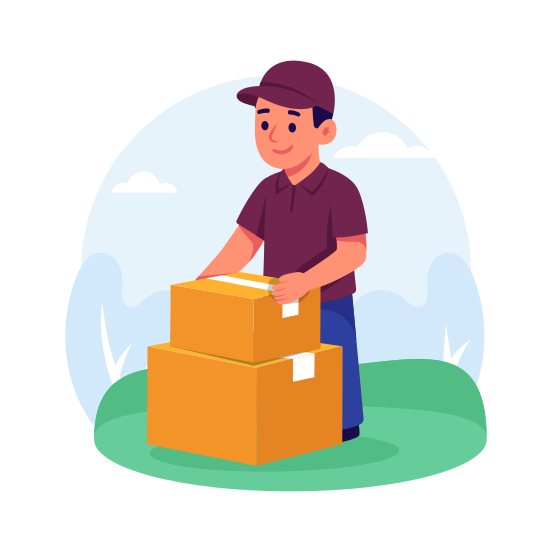 Package, Courier, Parcel, Cardboard, Box, Delivery, Man, illustration