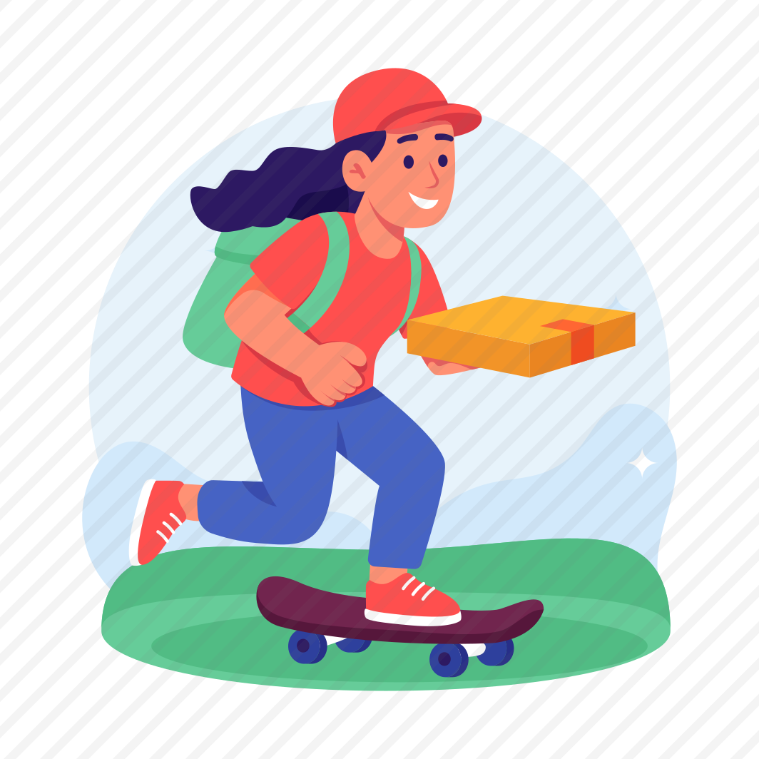 Pizza, Delivery, Food, Fast, Courier, Skateboard, Takeaway, Express preview