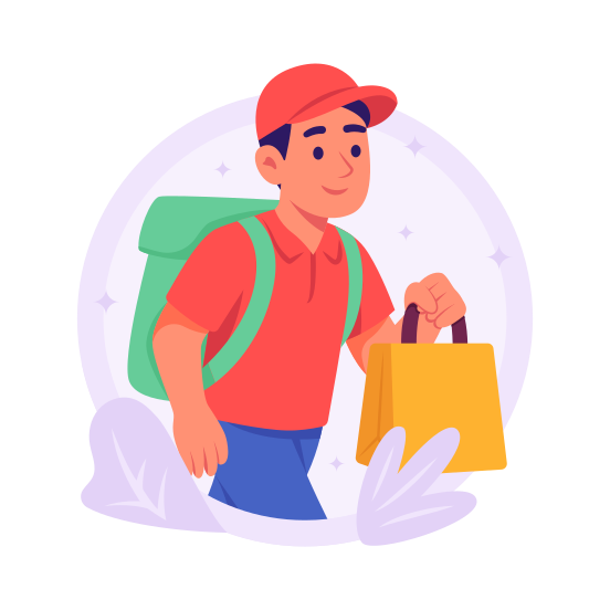 Shopping, Delivery, Service, Courier, Online, Bag, Package, Parcel,, illustration