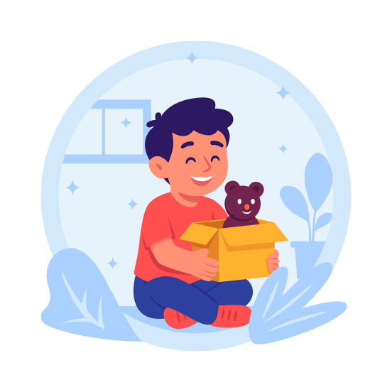 Toy, Delivery, Logistics, Gift, Parcel, Package, Courier, Surprise illustration