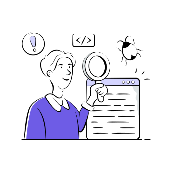 Software, Debugging, Bug, Fixing, Code, Developer, Coding illustration