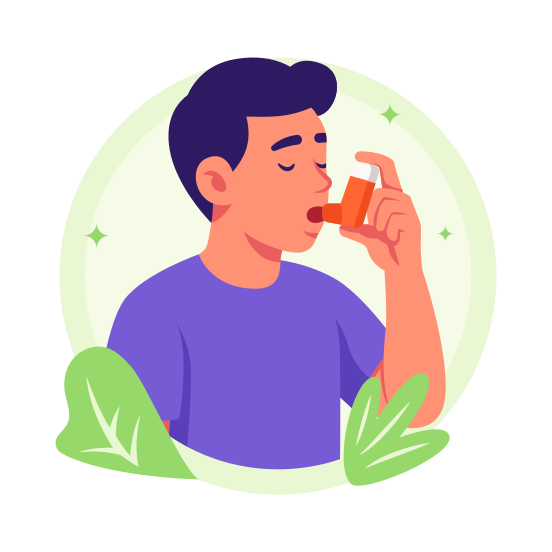 Asthma, Patient, Inhaler, Respiratory, Health, Allergies, Breathing, illustration