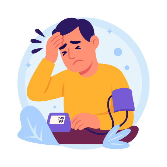 Blood Pressure, Checkup, Hypertension, Headache, Stress, Worried illustration